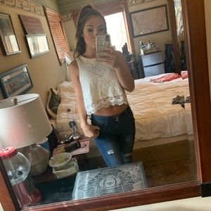 White lace tank top